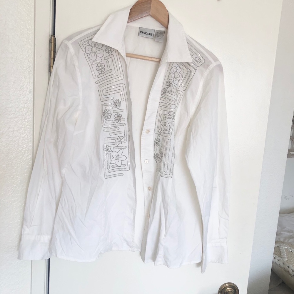 Chico’s Button Down with Beaded Details